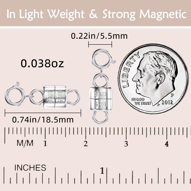 OHINGLT 925 Sterling Silver Magnetic Necklace Clasps and Closures,Gold and Silver Magnetic Clasp Converter for Jewelry Making Supplies,Chain Extender Connector for Small Necklace Bracelet - Image 3